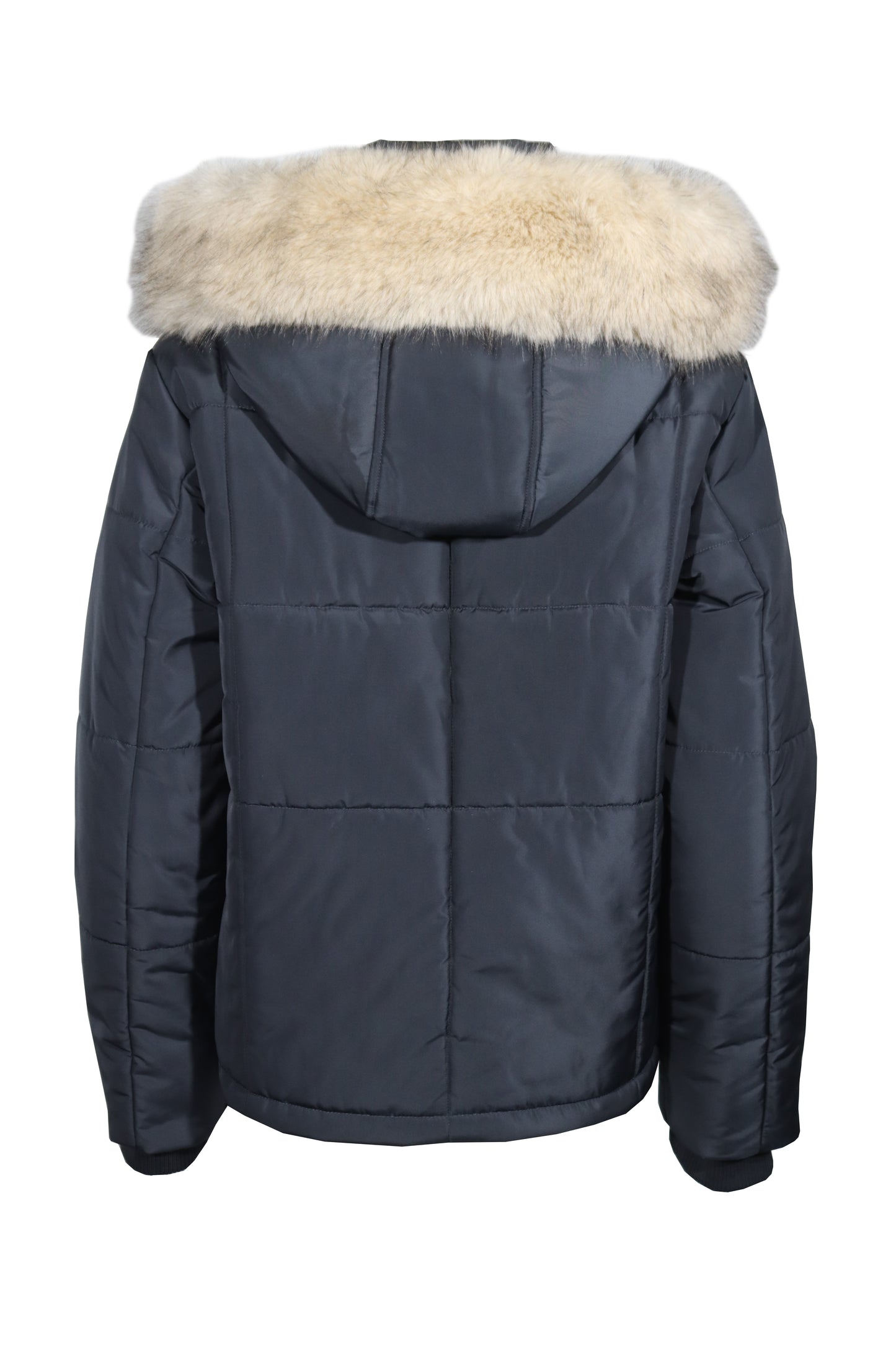 Puffer Jacket With Faux Fur Hood Trim