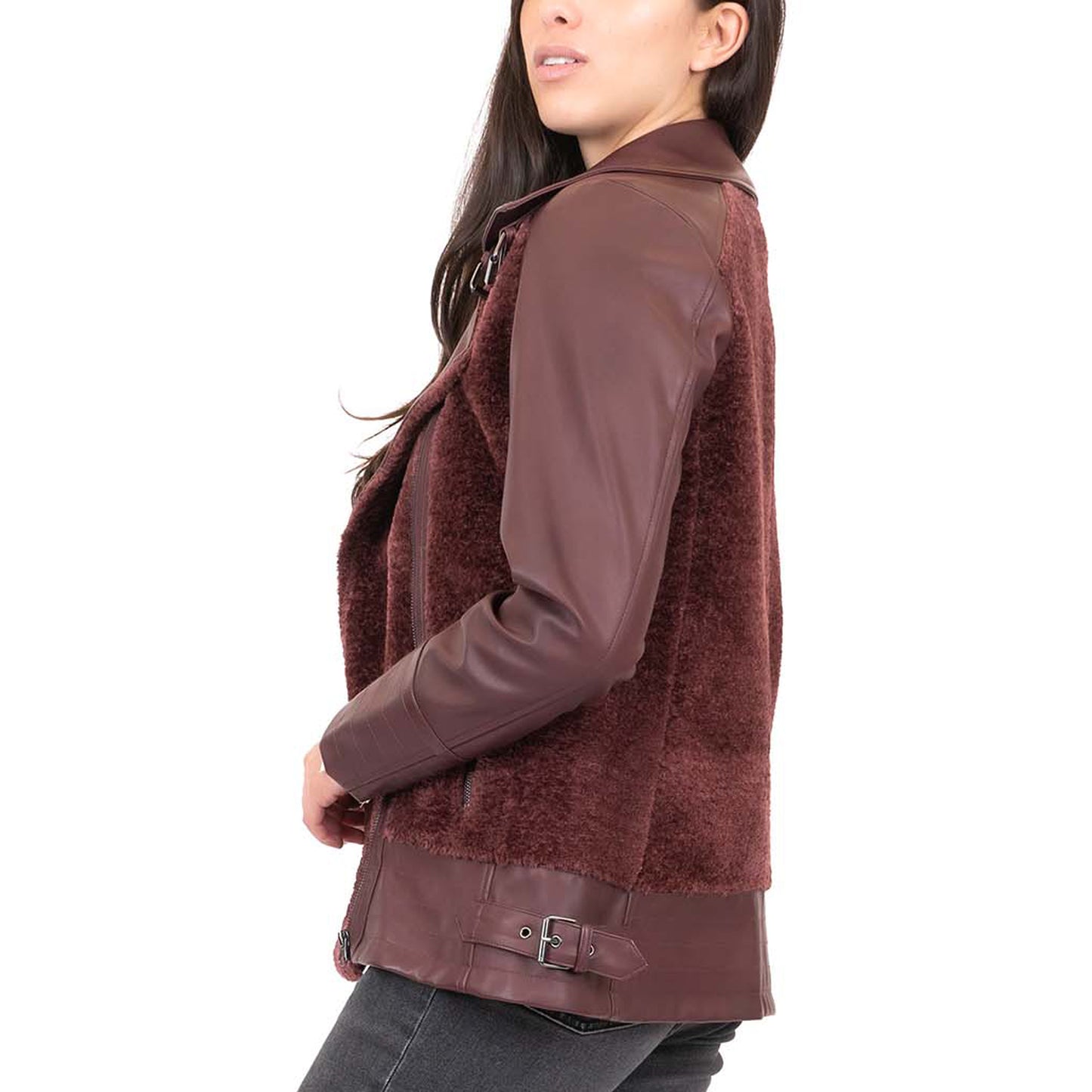 Faux Leather and Sherpa Jacket