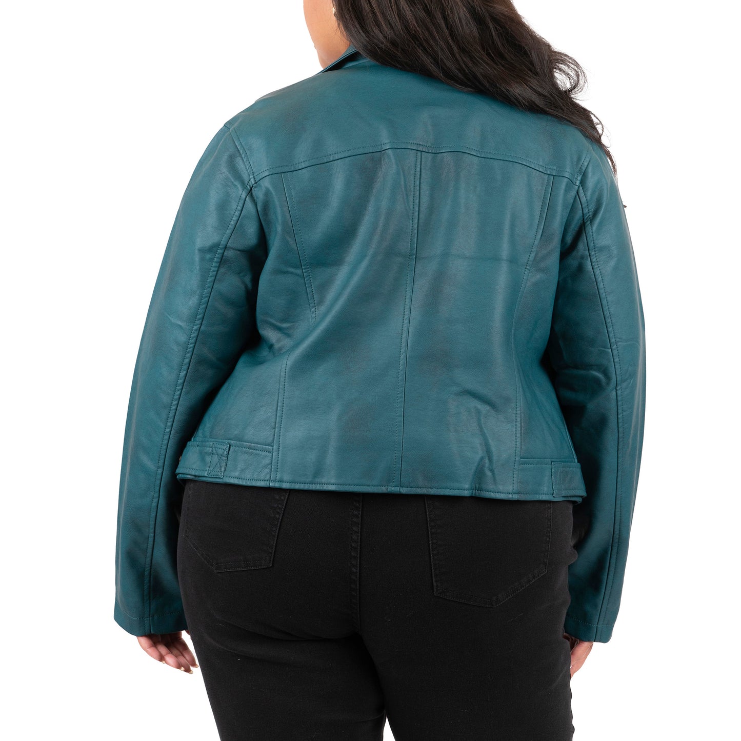 Plus Size Classic Faux Leather Moto