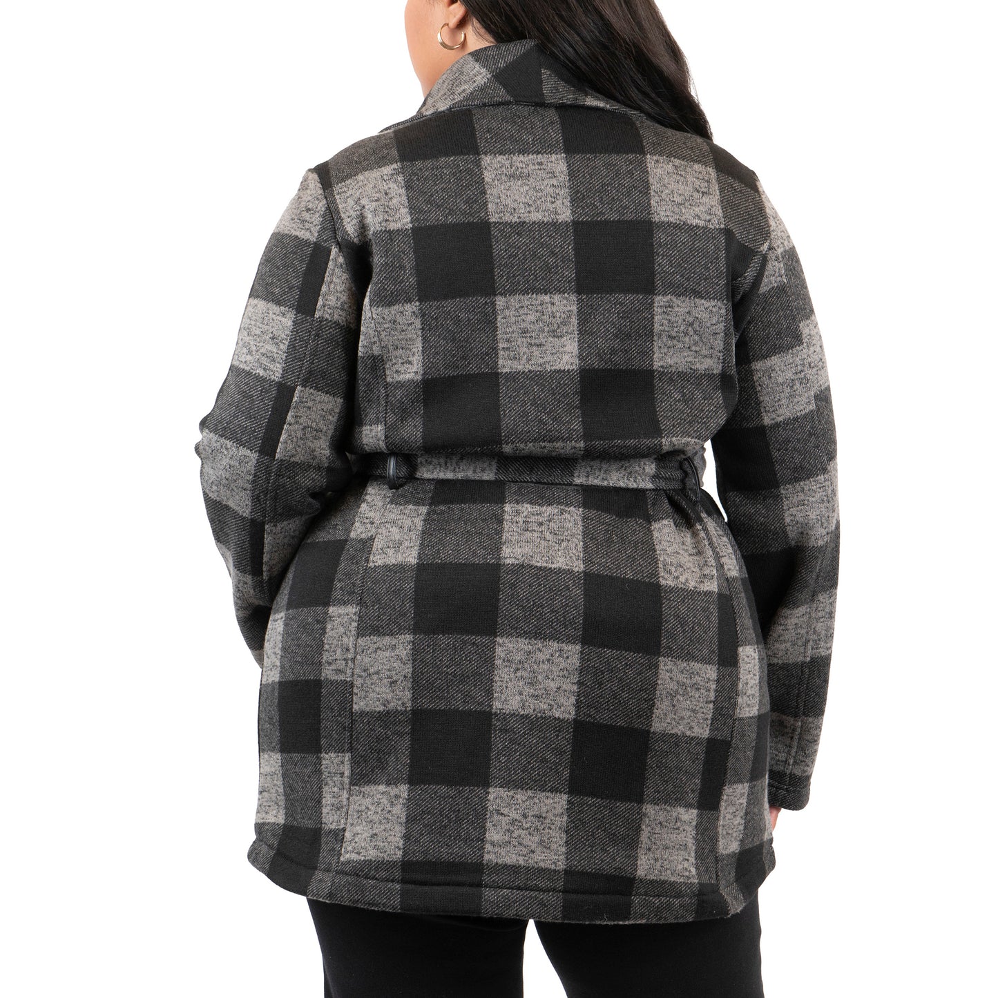 Plus Size Belted Knit Wrap Coat