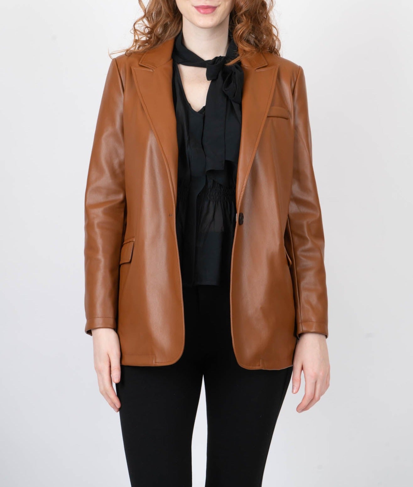 Faux Leather Blazer