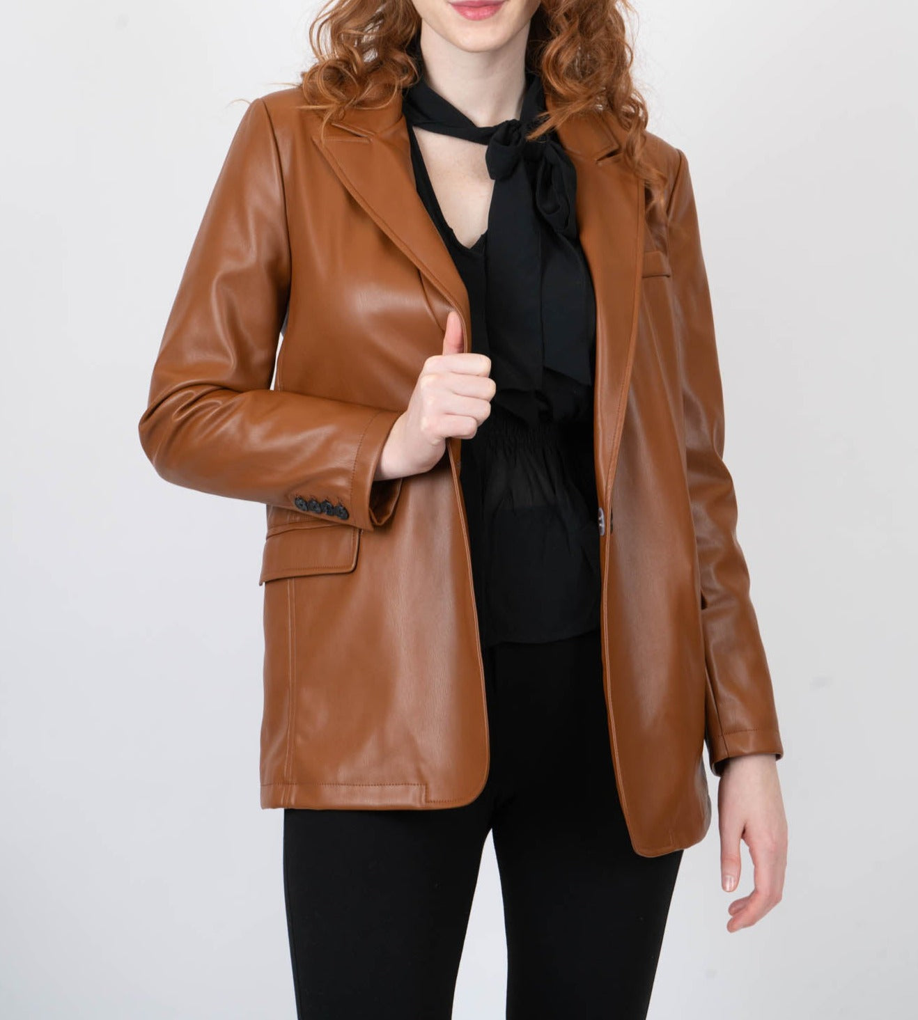 Faux Leather Blazer