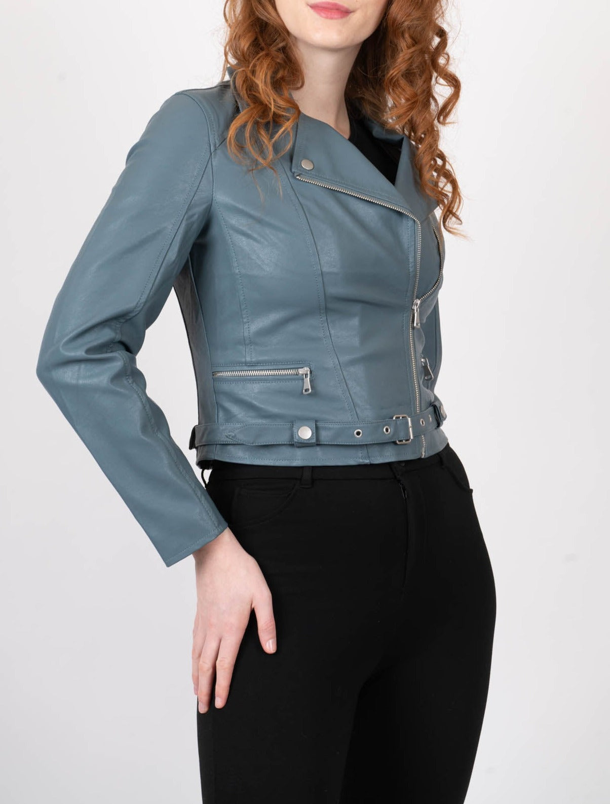 Belted Faux Leather Moto Jacket