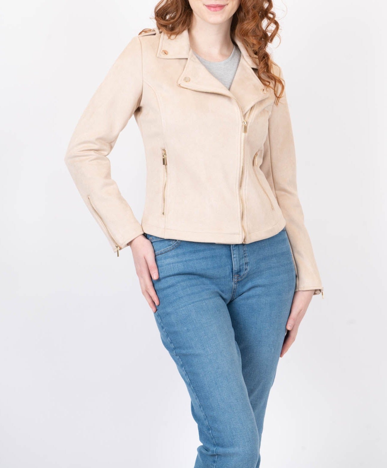 Faux Suede Moto Jacket