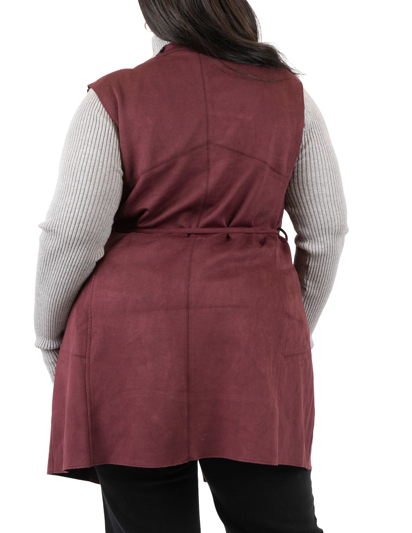 Plus Faux Suede Long Vest