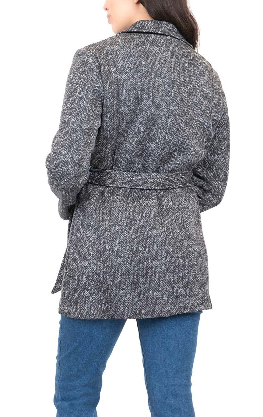 Single Breasted Knit Jacket with Tie Belt
