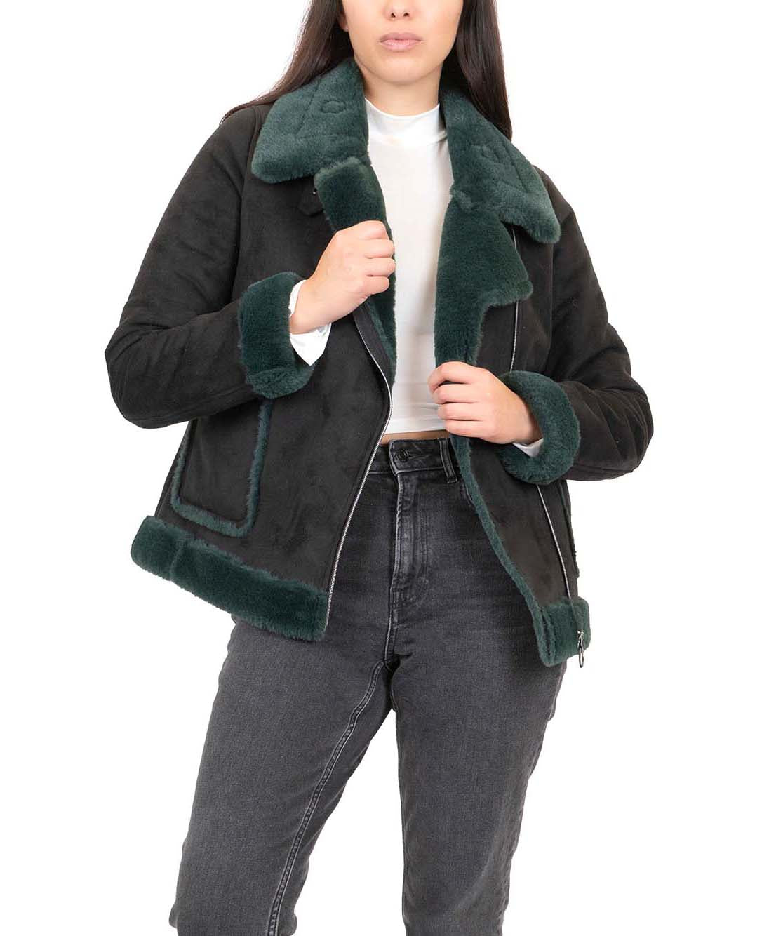 Faux Shearling Moto Jacket