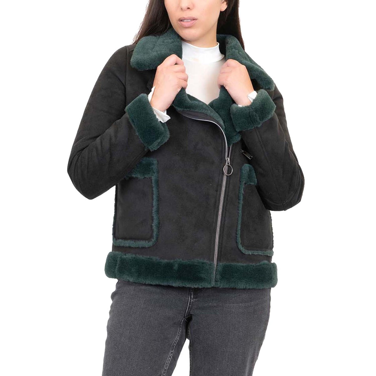 Faux Shearling Moto Jacket