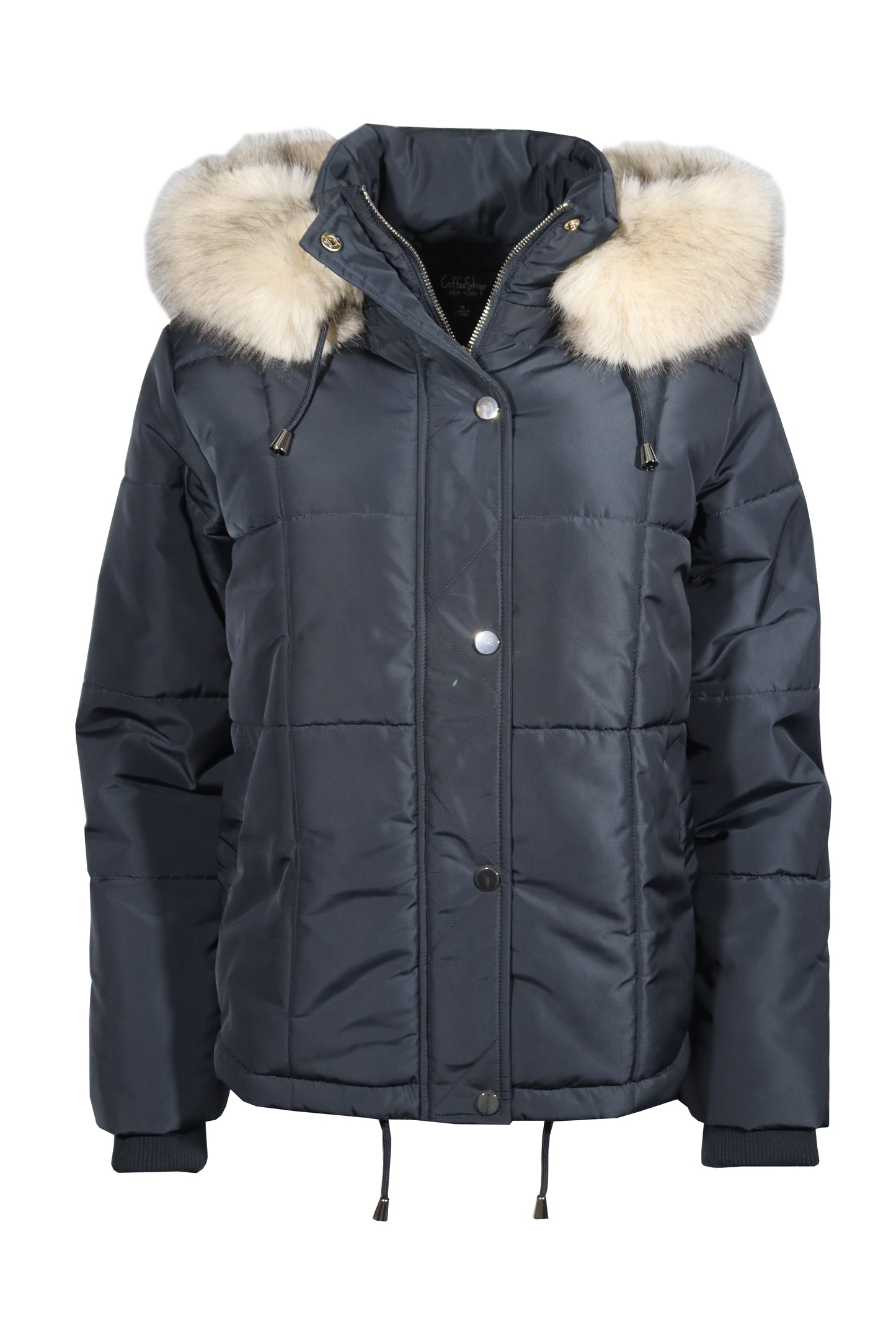 Puffer Jacket With Faux Fur Hood Trim
