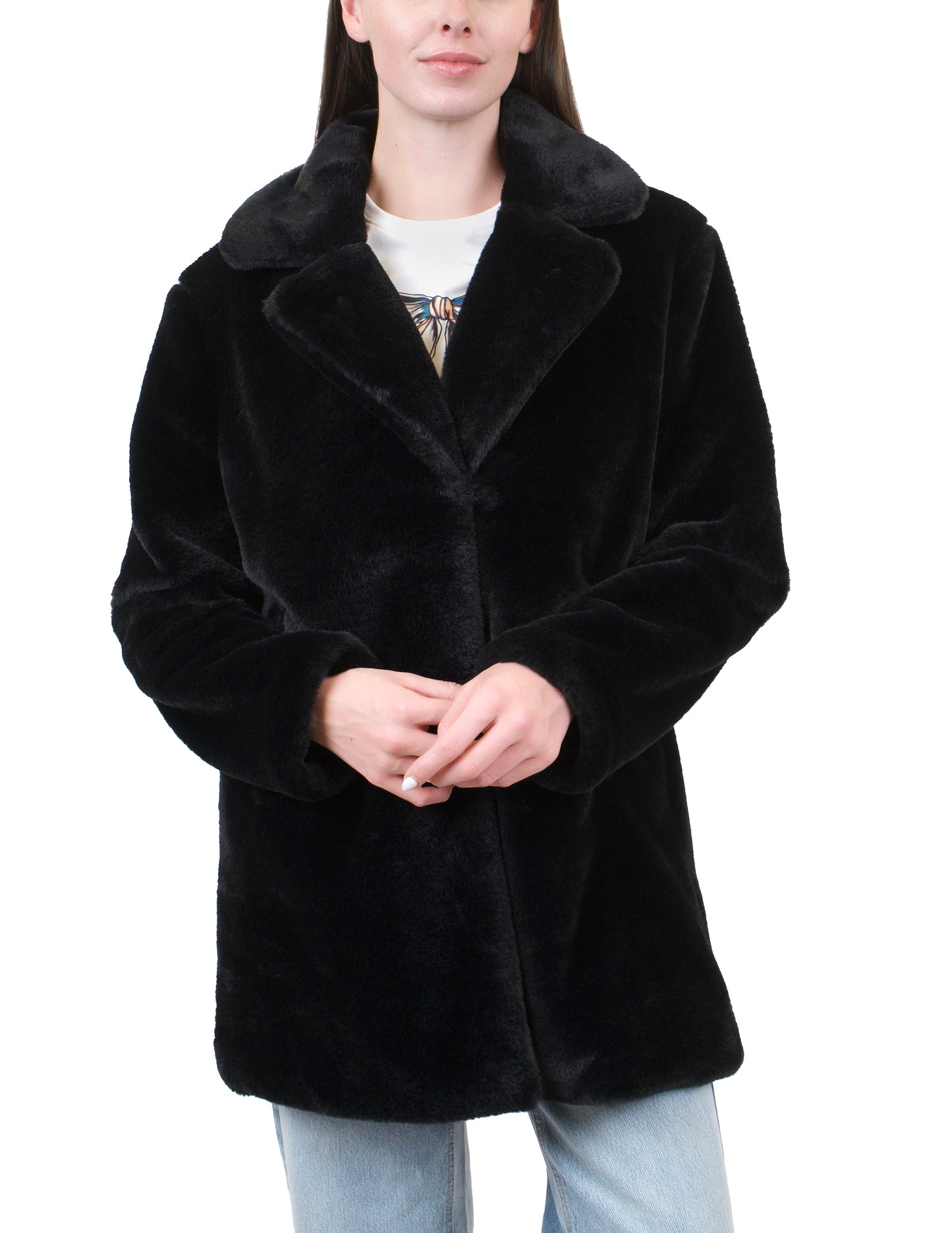 Notch Collar Faux Fur Walker