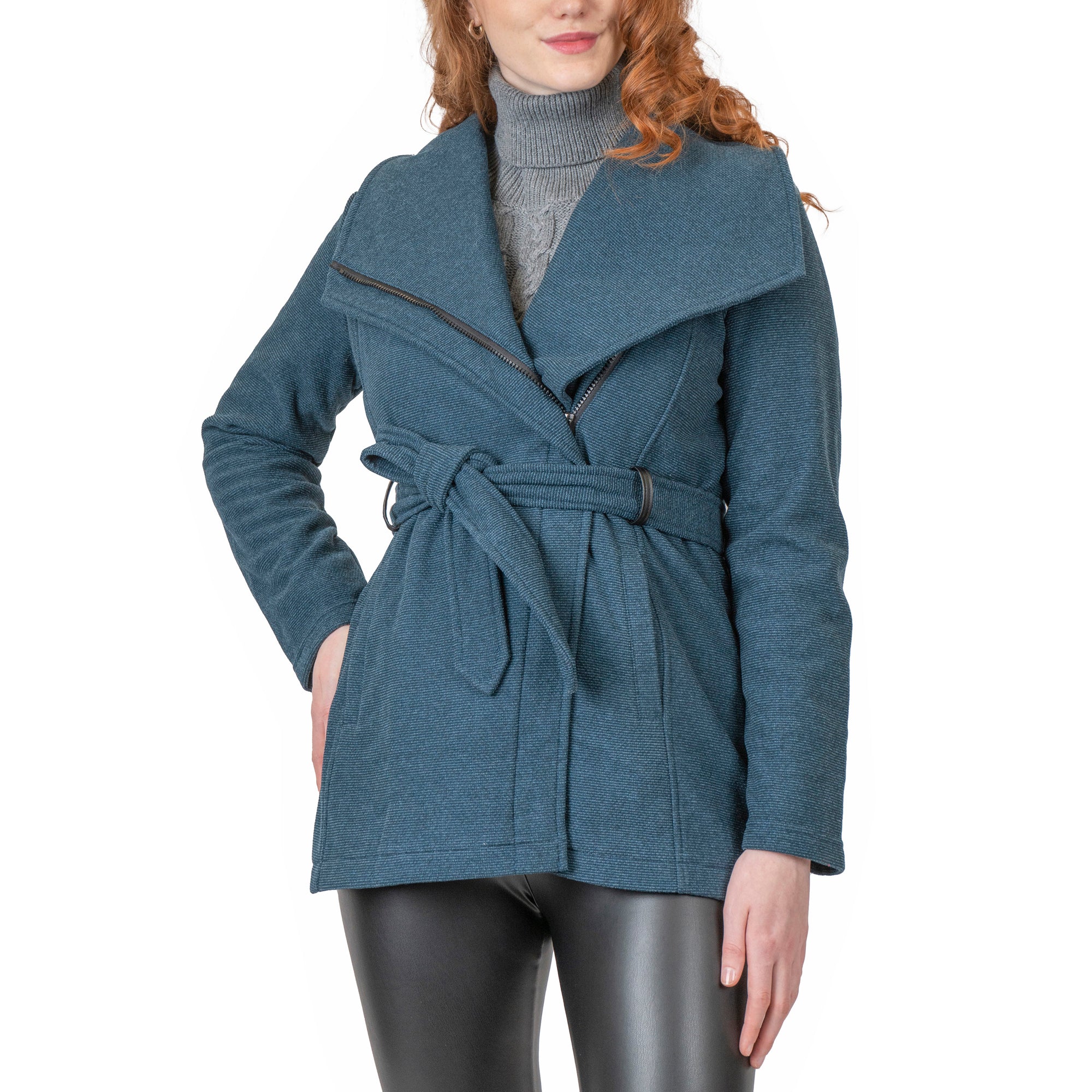 Ladies belted 2024 wrap coat