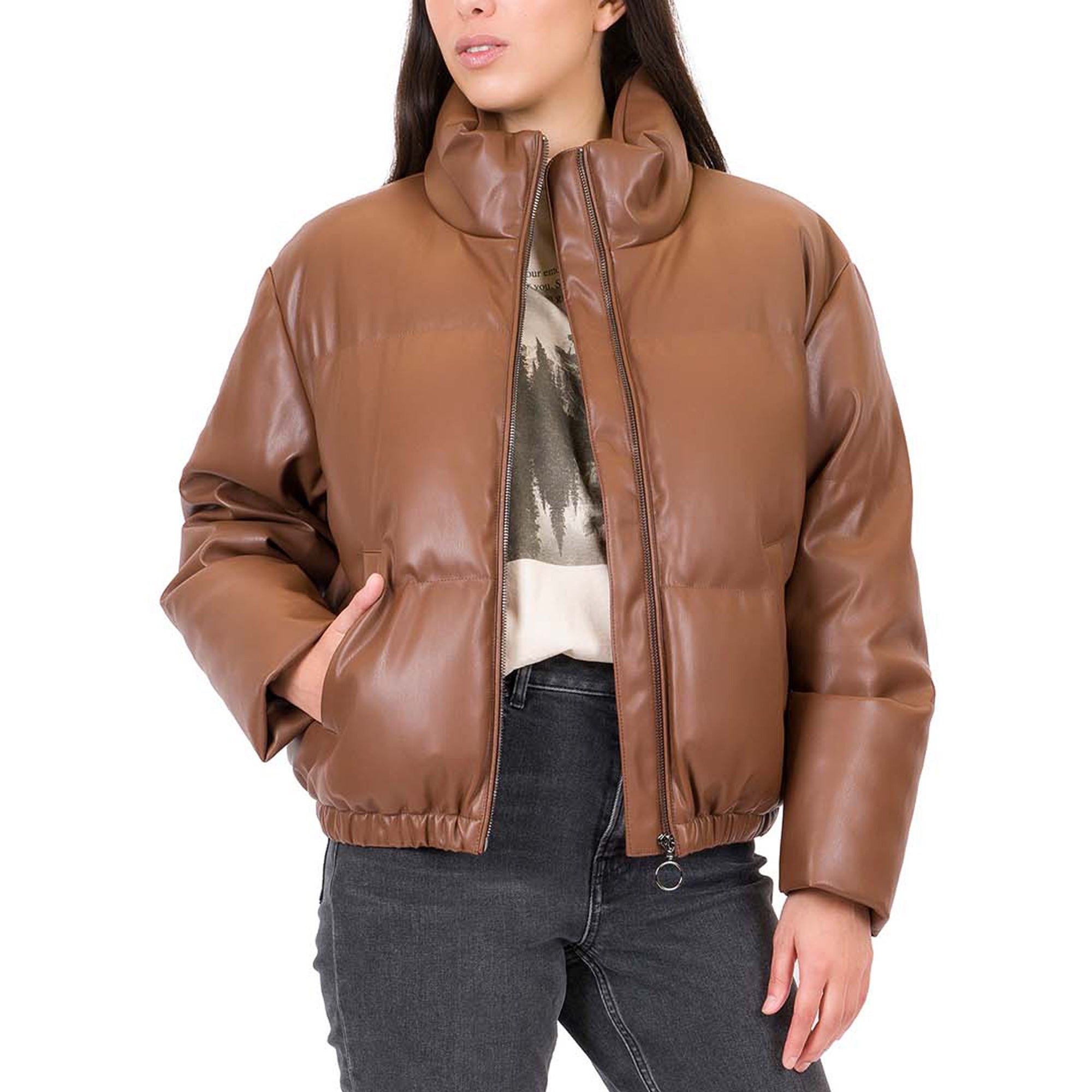 Faux Leather Puffer