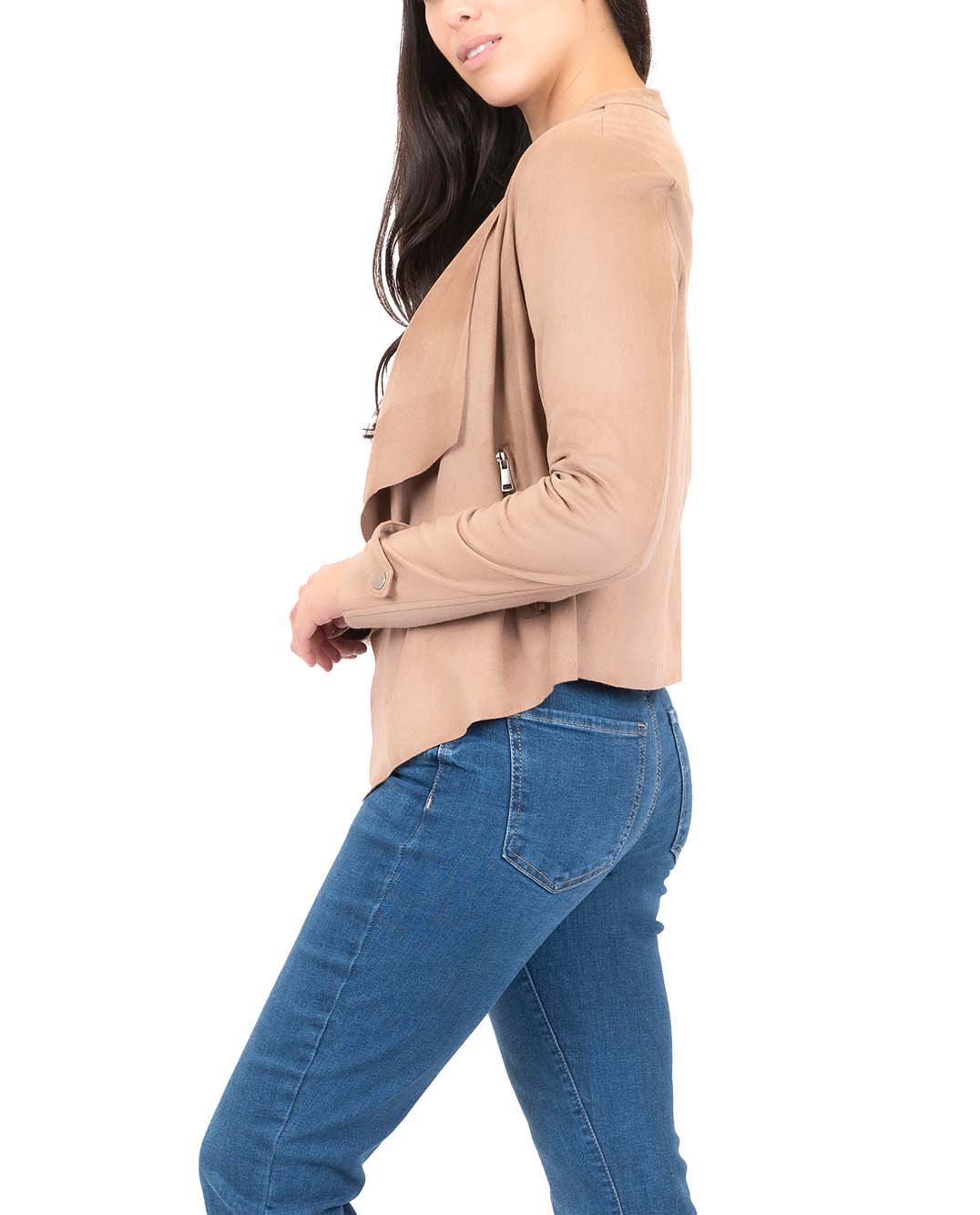 Draped faux clearance suede jacket